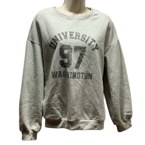 DAZY Women's Letter Graphic Print University Washington Long Sleeve Sweatshirt - Picture 2 of 8